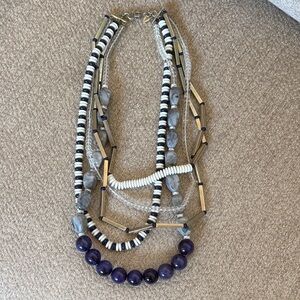 EUC Vintage LOFT Elegant Multi-Strand Necklace with Blue/Purple and Gold Details